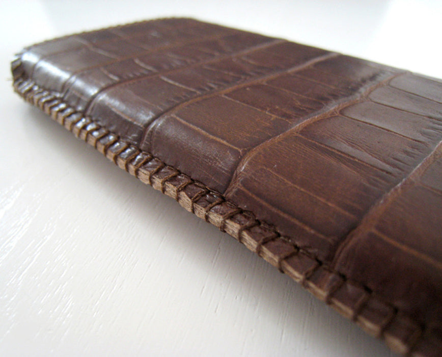 Handytasche Leder Krokoprägung braun - CONCUELA - 2