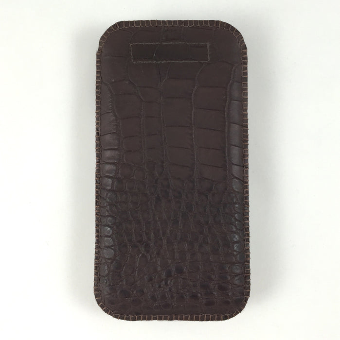 Handytasche Leder Krokoprägung dunkelbraun - CONCUELA - 6