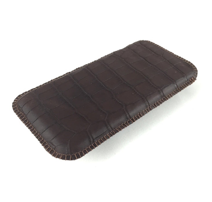 Handytasche Leder Krokoprägung dunkelbraun - CONCUELA - 4