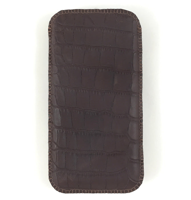 Handytasche Leder Krokoprägung dunkelbraun - CONCUELA - 5