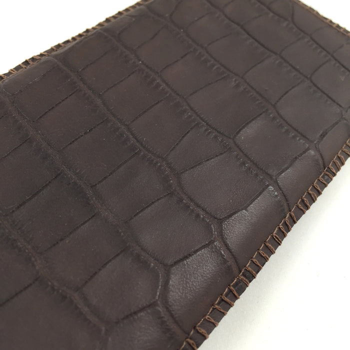 Handytasche Leder Krokoprägung dunkelbraun - CONCUELA - 3