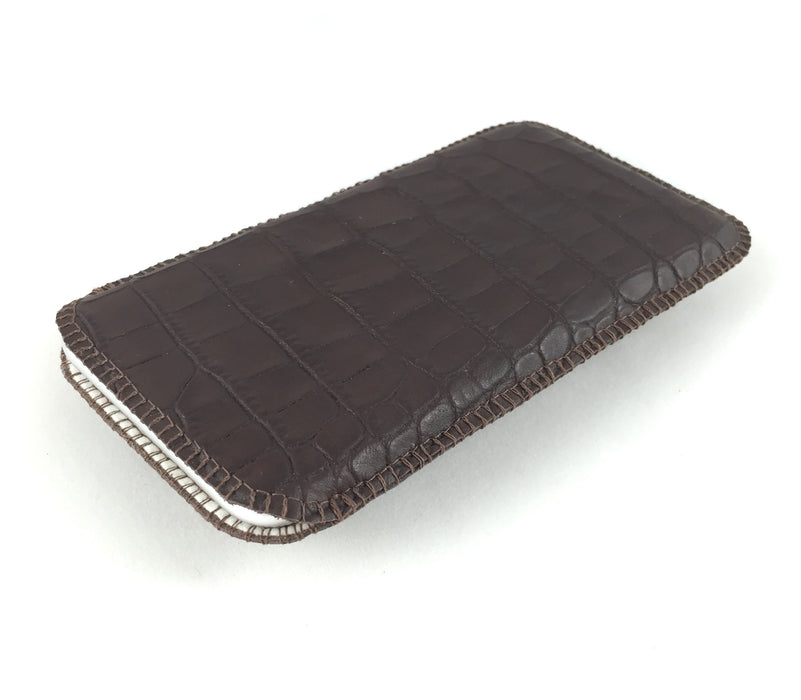 Handytasche Leder Krokoprägung dunkelbraun - CONCUELA - 2