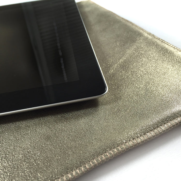 Tablet Hülle Ananas - Leder Lammnappa gold metallisiert - CONCUELA - 6