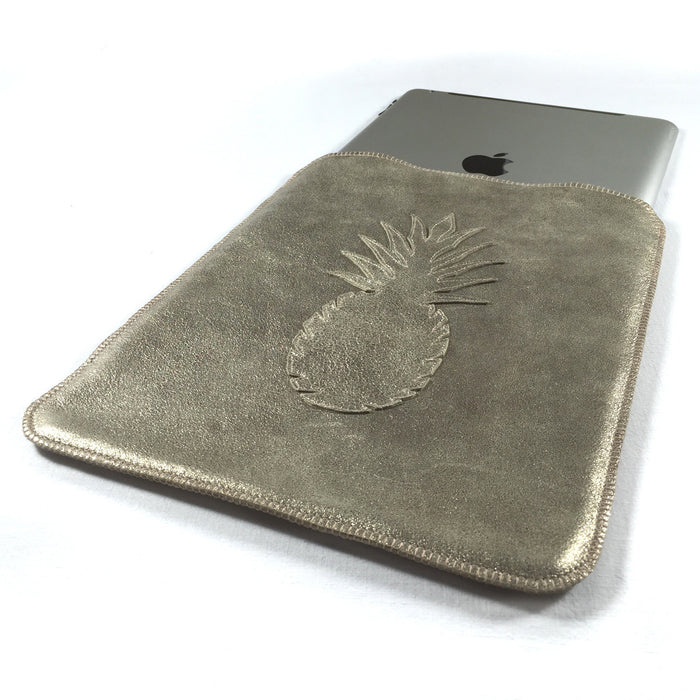 Tablet Hülle Ananas - Leder Lammnappa gold metallisiert - CONCUELA - 4