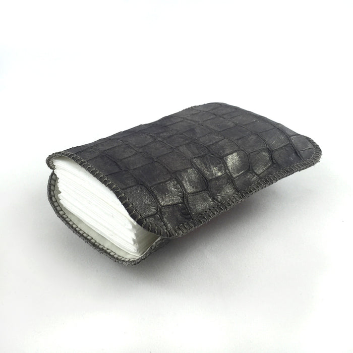 Taschentüchertasche TaTüTa Krokoleder grau metallisiert