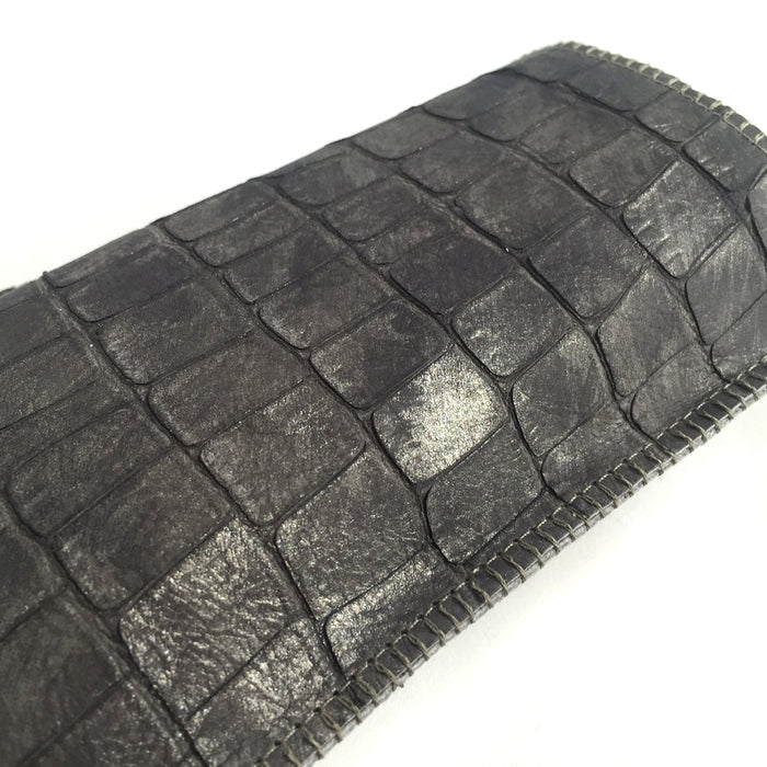 Taschentüchertasche TaTüTa Krokoleder grau metallisiert
