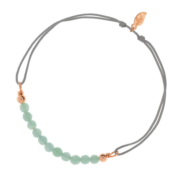 Armband Glücks-Armband Amazonit (11 Perlen) türkis grau Roségold Leaf
