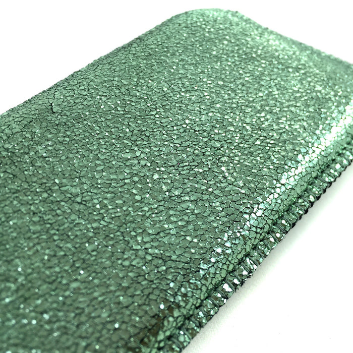 Ausgefallene Handytasche Metallic Glitzer-Leder grün, maßgeschneidert