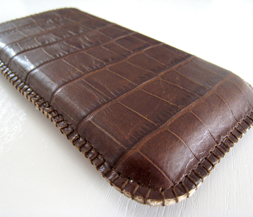 Handytasche Leder Krokoprägung braun - CONCUELA - 3