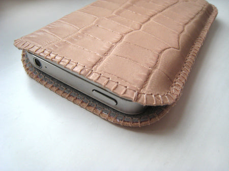 Handytasche nach Maß - Leder Krokoprägung rosé - CONCUELA 