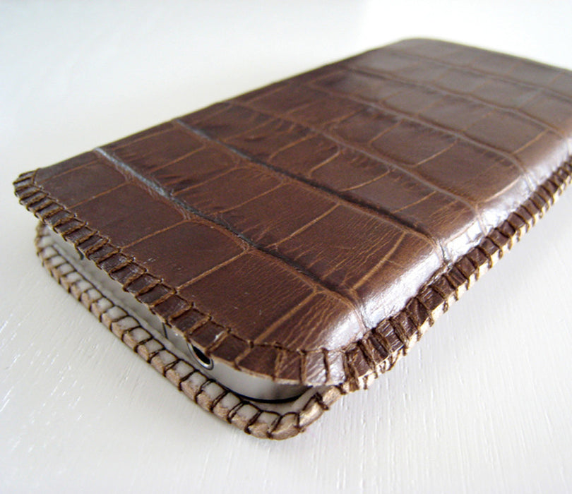 Handytasche Leder Krokoprägung braun - CONCUELA - 4