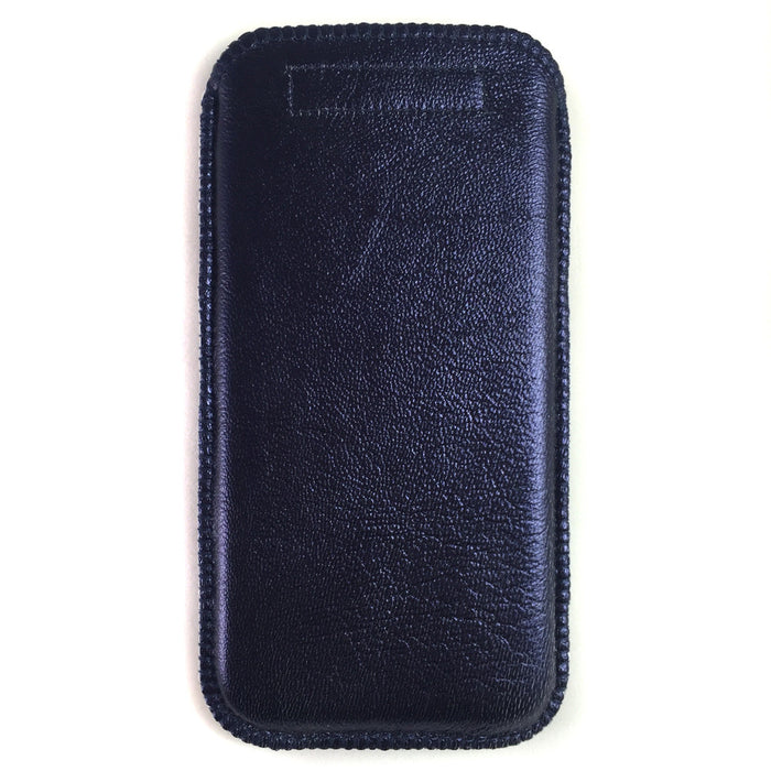 Handytasche Leder metallic dunkelblau nach Maß hinten