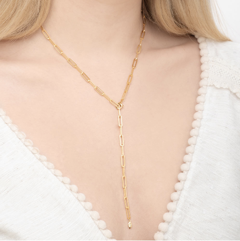 Y-Halskette, 18 K Gelbgold vergoldet, 925 Sterling Silber