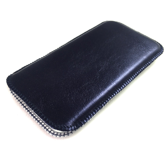 Leder Handytasche nach Maß metallic blau