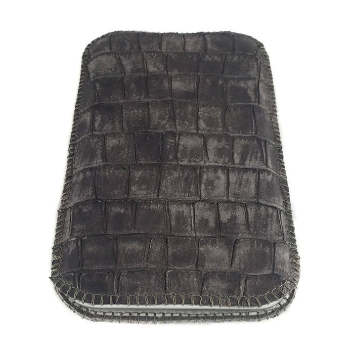 Handytasche Krokoleder grau metallisiert - CONCUELA Maß-Anfertigung individuell