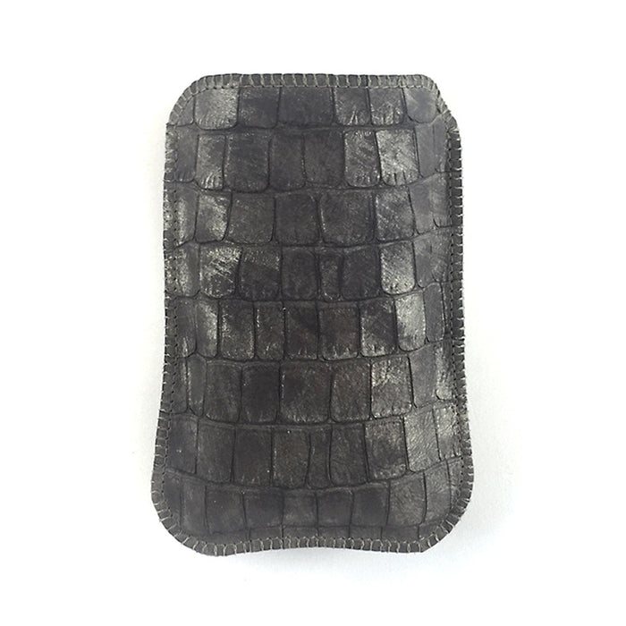 Taschentüchertasche Leder Krokoprägung grau metallic - CONCUELA - 8