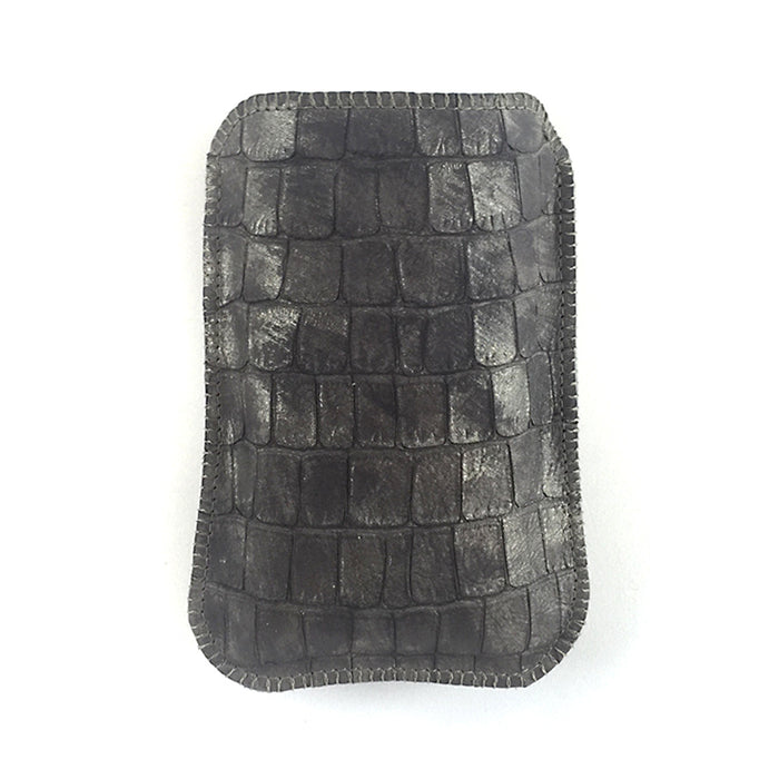 Taschentüchertasche TaTüTa Krokoleder grau metallisiert