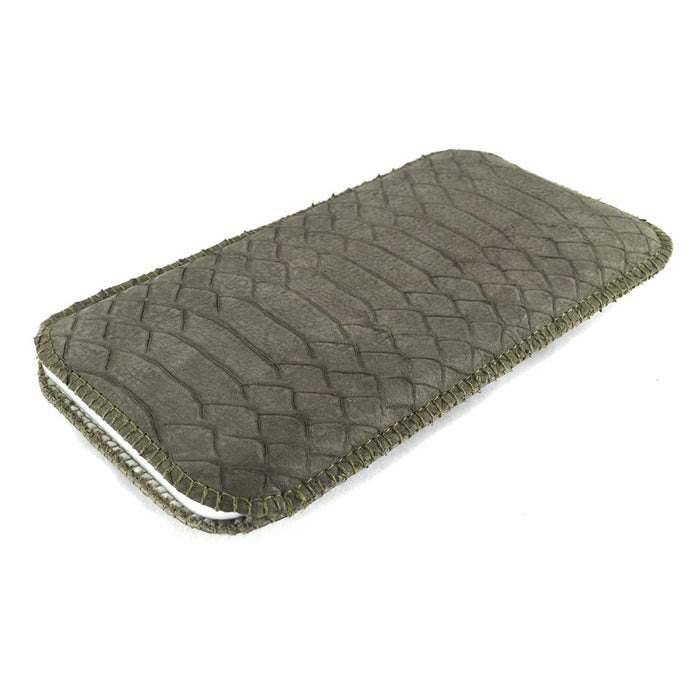 Handytasche Schlangenleder olivgrün nach Maß - iPhone 16 Pro