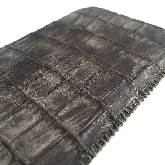 Handytasche Krokoleder grau metallisiert - nach-Maß-CONCUELA