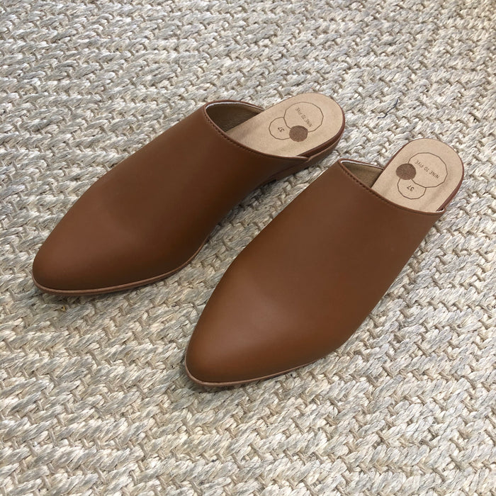 Pretty brown Slip Slide Mules (vegan)